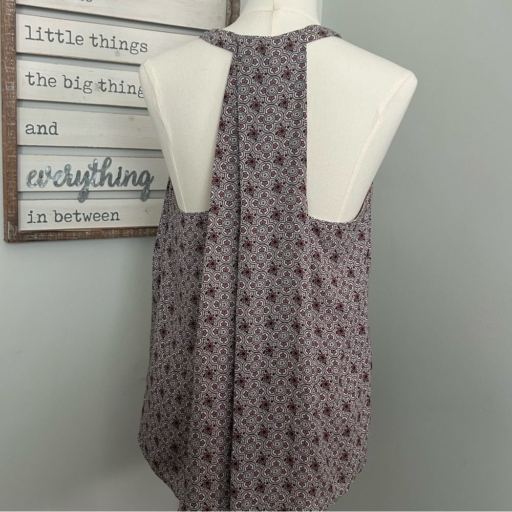 LOFT Blouse Halter Style Draping Racer Back Floral Print Top Loose Fit size S - Picture 8 of 13